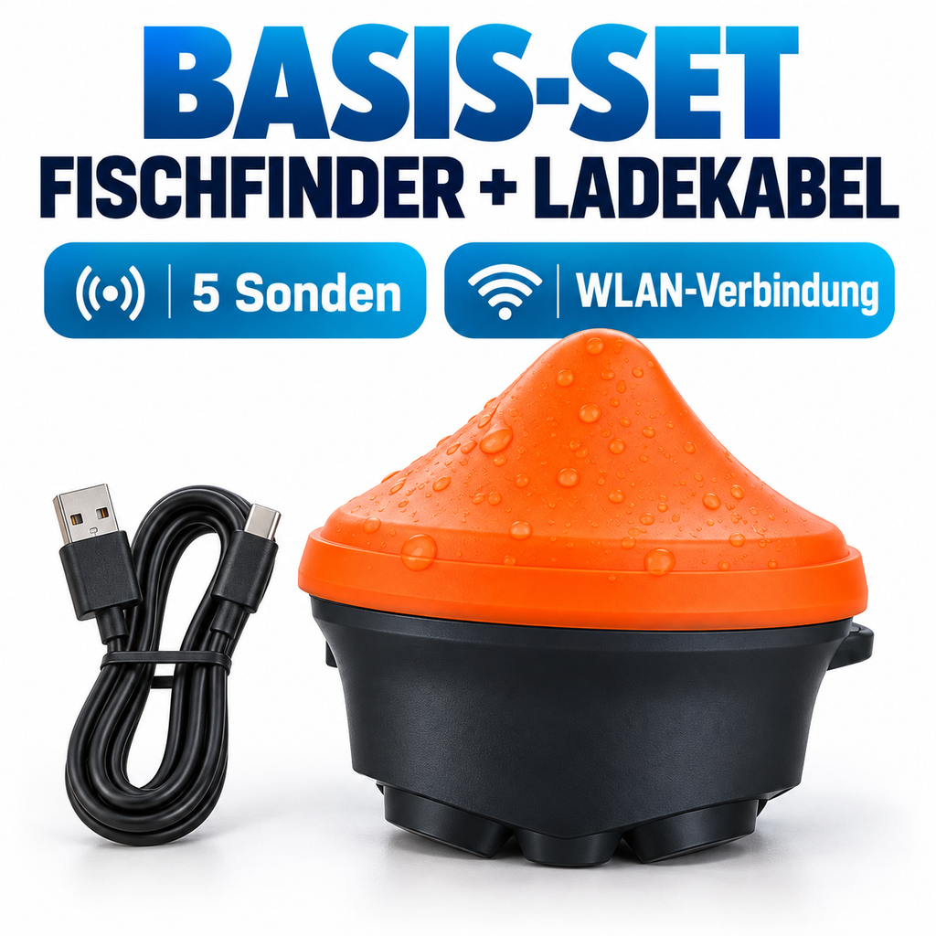 Kabelloser Fischfinder mit App – 5-Sonden-Sonar bis 100 m