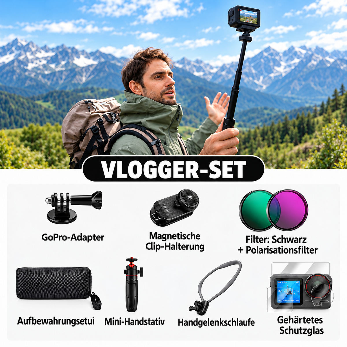 4K Action Kamera 60 FPS – Wasserdichte Action Cam mit Bildstabilisierung & WLAN
