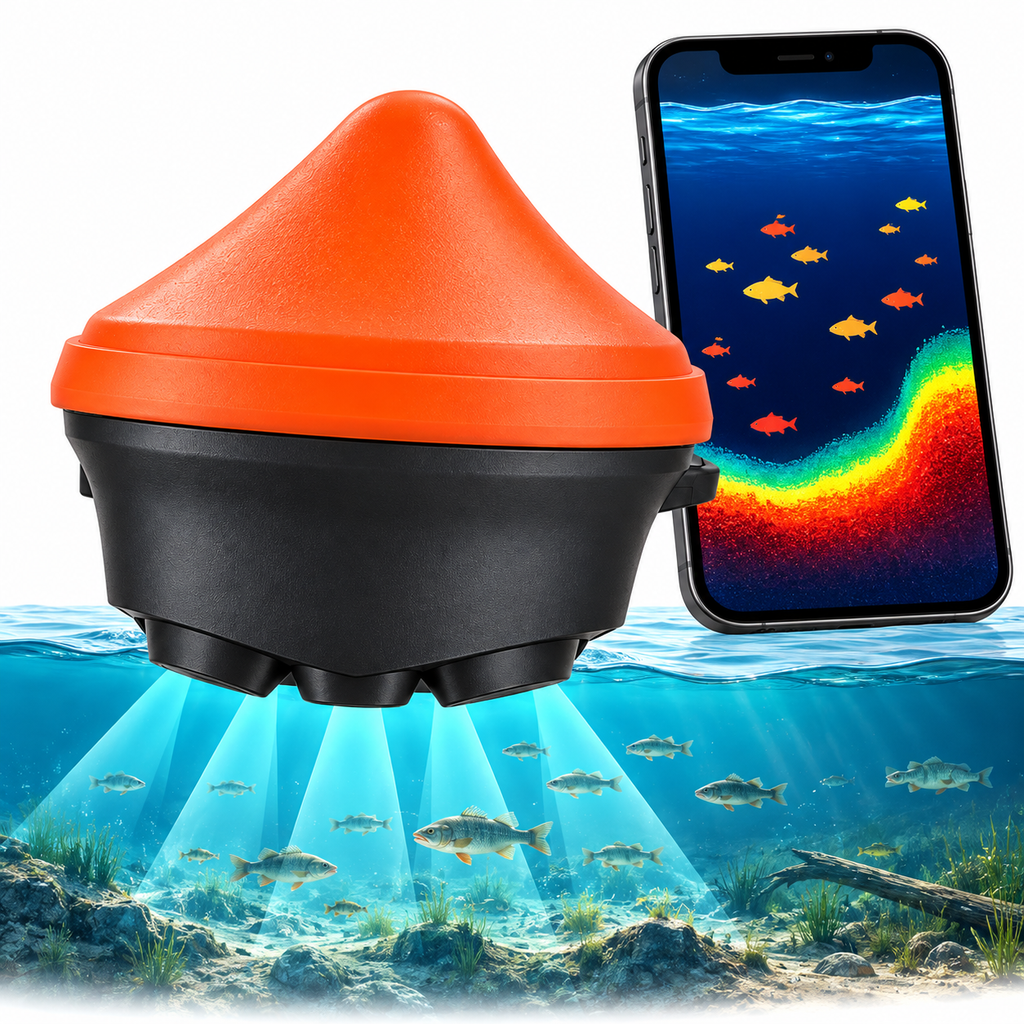 Kabelloser Fischfinder mit App – 5-Sonden-Sonar bis 100 m